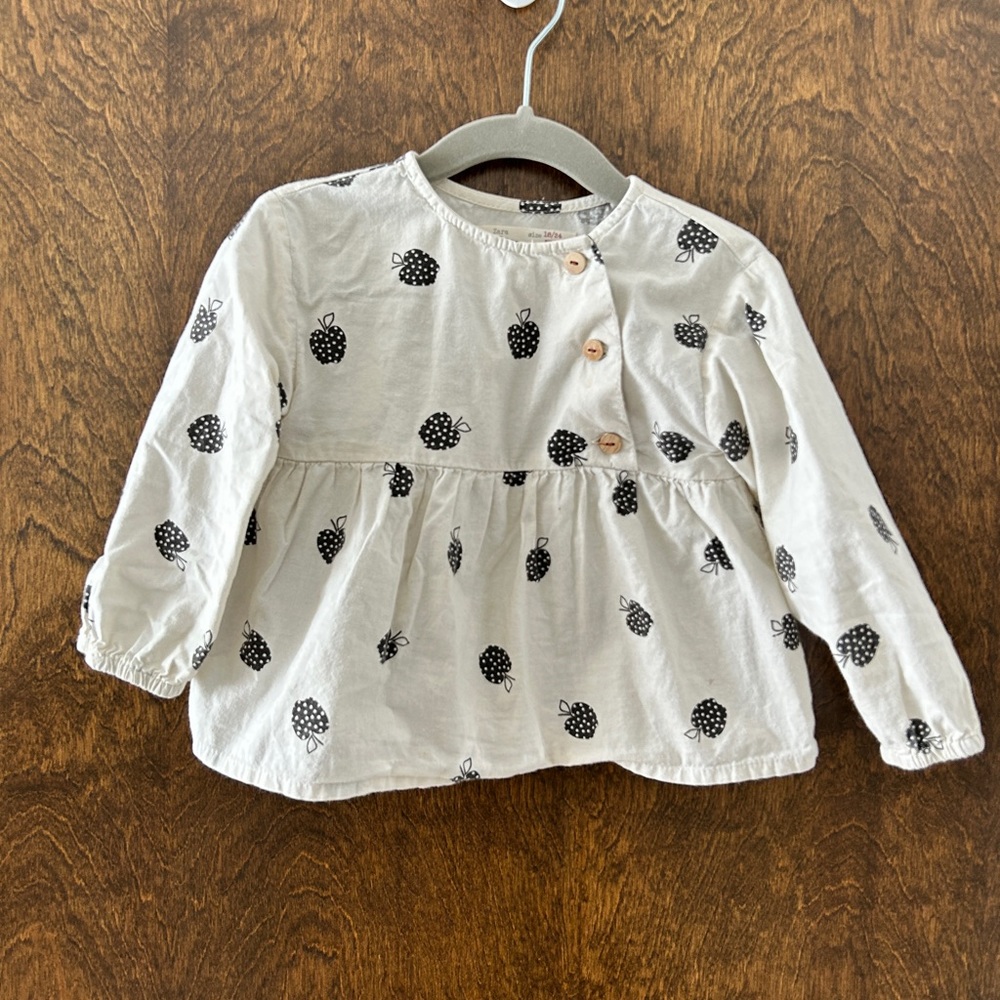 Zara apple print blouse